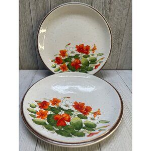 Vtg Ranmaru Asian Song Salad Plates Ceramate Stoneware 3930 JAPAN - Set of 2